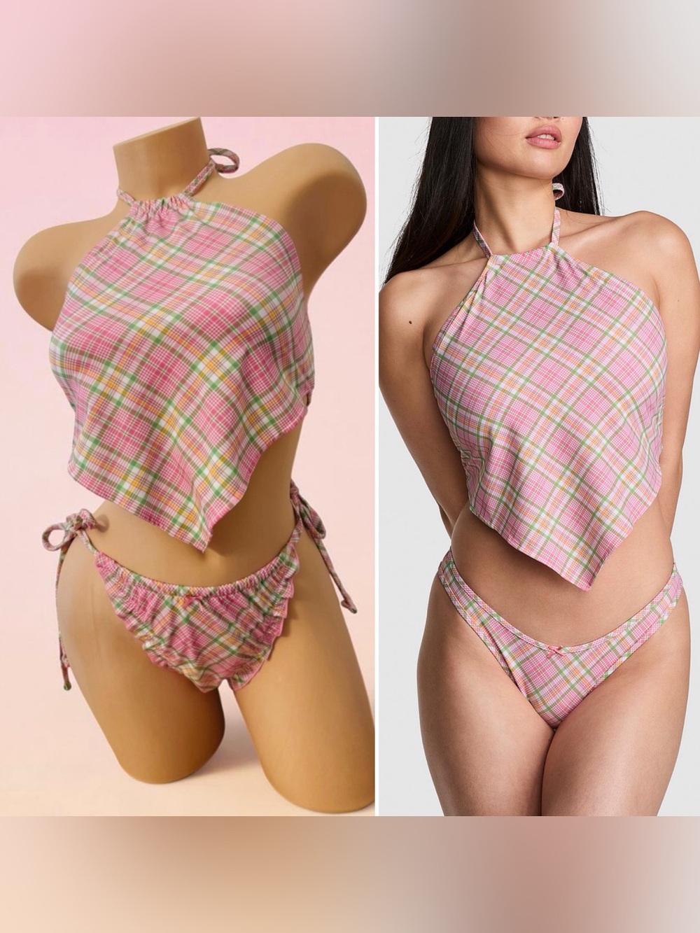 Victorias Secret PINK Halter Swim Bikini Top & Side-Tie Bottom M